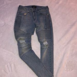 Pacsun stacked skinny 29x30 blue biker jeans rips